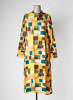 Robe longue coupe fluide manches longues jaune PAN femme