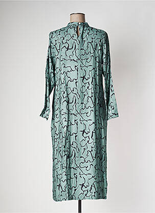 Robe mi-longue coupe fluide manches longues vert PAN femme