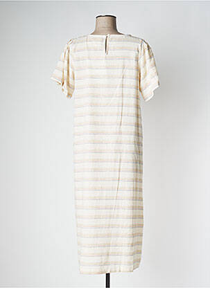 Robe mi-longue coupe fluide manches courtes beige PAN femme