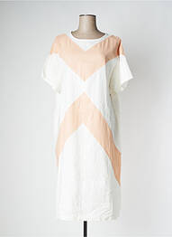 Robe mi-longue coupe fluide manches courtes blanc PAN femme