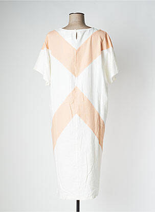 Robe mi-longue coupe fluide manches courtes blanc PAN femme