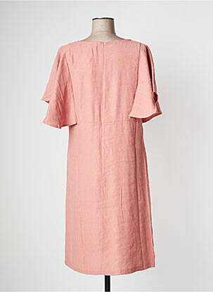 Robe mi-longue coupe fluide manches courtes rose PAN femme