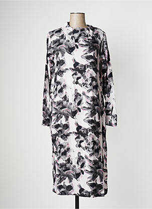 Robe mi-longue imprimé fantaisie manches longues gris PAN femme