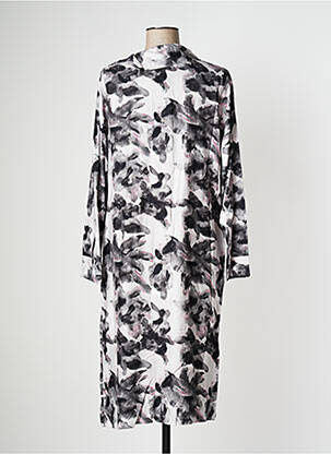 Robe mi-longue coupe fluide manches longues gris PAN femme