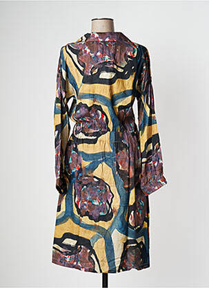 Robe mi-longue imprimé fantaisie manches longues marron PAN femme