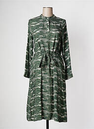 Robe mi-longue imprimé fantaisie manches longues vert PAN femme