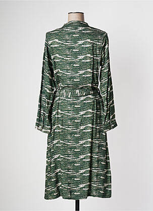 Robe mi-longue imprimé fantaisie manches longues vert PAN femme