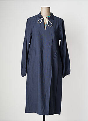 Robe mi-longue coupe fluide manches longues bleu PAN femme