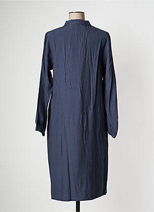 Robe mi-longue coupe fluide manches longues bleu PAN femme