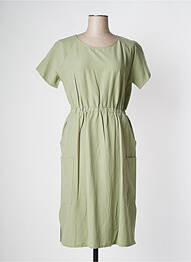 Robe mi-longue manches courtes manches courtes vert PAN femme