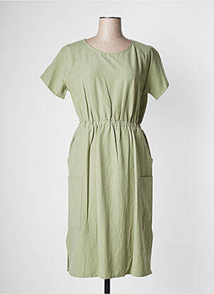 Robe mi-longue manches courtes manches courtes vert PAN femme