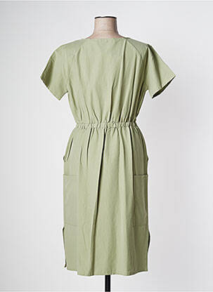 Robe mi-longue manches courtes manches courtes vert PAN femme