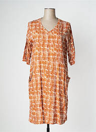 Robe mi-longue coupe fluide manches 3/4 orange PAN femme