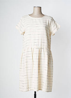 Robe mi-longue manches courtes manches courtes beige PAN femme