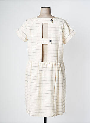 Robe mi-longue manches courtes manches courtes beige PAN femme