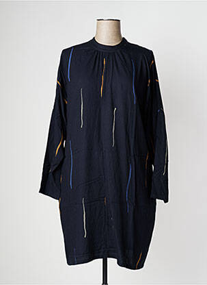 Robe mi-longue imprimé fantaisie manches longues bleu PAN femme