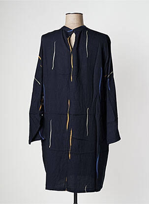 Robe mi-longue coupe fluide manches longues bleu PAN femme