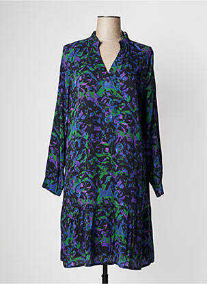 Robe mi-longue coupe évasée manches longues noir PAUSE CAFE femme