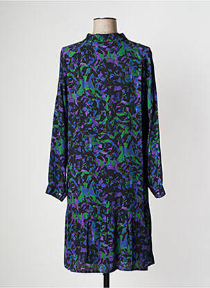Robe mi-longue imprimé fantaisie manches longues noir PAUSE CAFE femme