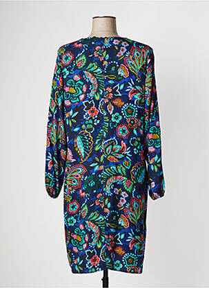 Robe mi-longue imprimé fleurs manches longues bleu PAUSE CAFE femme