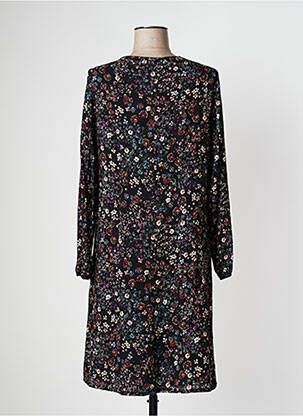 Robe mi-longue imprimé fleurs manches longues noir PAUSE CAFE femme