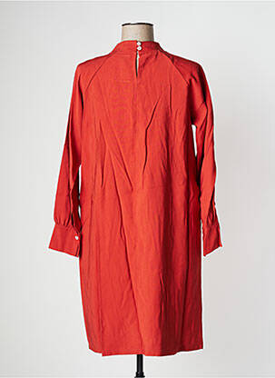 Robe mi-longue coupe fluide manches longues orange PAN femme