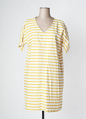 Robe mi-longue manches courtes manches courtes jaune PAN femme