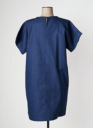 Robe mi-longue manches courtes manches courtes bleu PAN femme