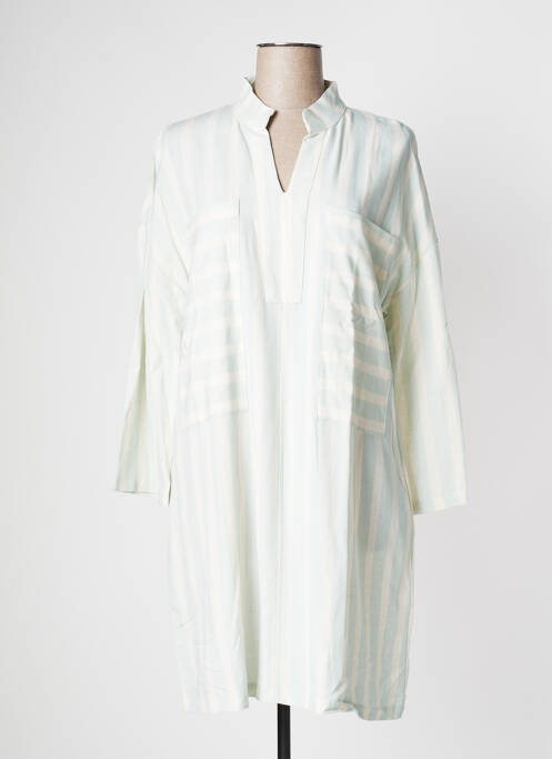Robe mi-longue coupe fluide manches longues beige PAN femme
