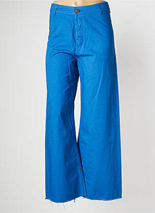 Pantalon large fermeture zippée sous rabat boutonné taille normale bleu PAN femme