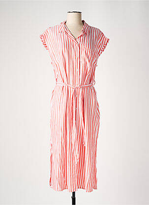 Robe mi-longue manches courtes manches courtes rouge PIECES femme