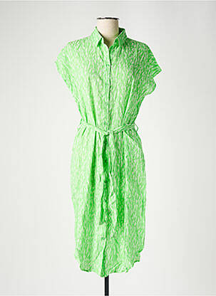 Robe mi-longue imprimé fantaisie manches courtes vert PIECES femme
