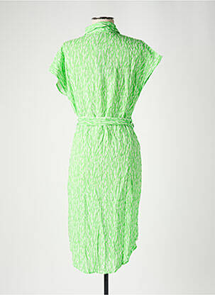 Robe mi-longue imprimé fantaisie manches courtes vert PIECES femme