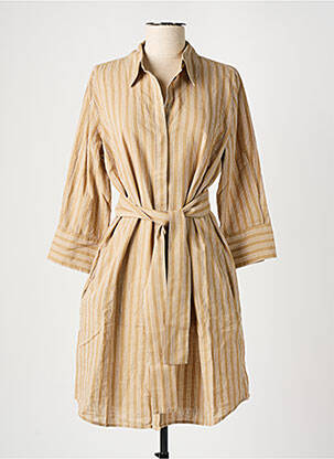Robe mi-longue manches 3/4 manches 3/4 beige HANA SAN femme