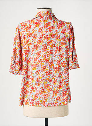 Chemisier imprimé fleurs manches courtes orange PIECES femme