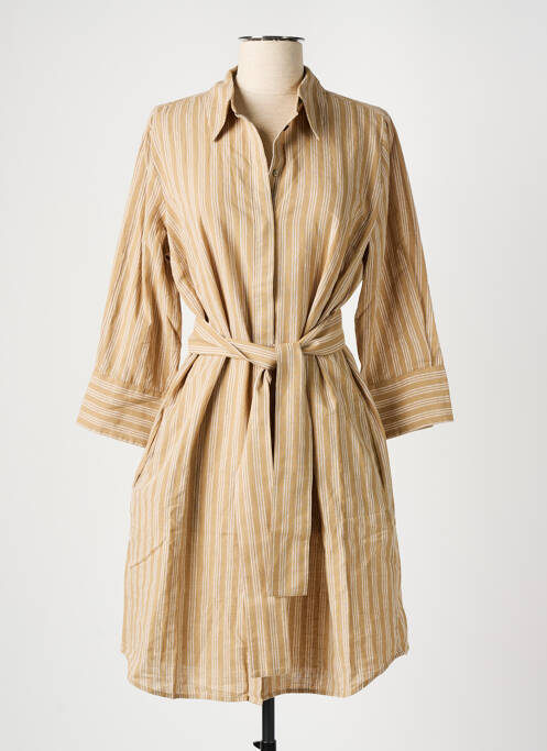 Robe mi-longue manches 3/4 manches 3/4 beige HANA SAN femme