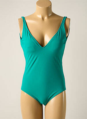 Maillot de bain 1 pièce effet matière satinée haut soutien-gorge avec mousse de rembourrage amovible vert SIYU femme