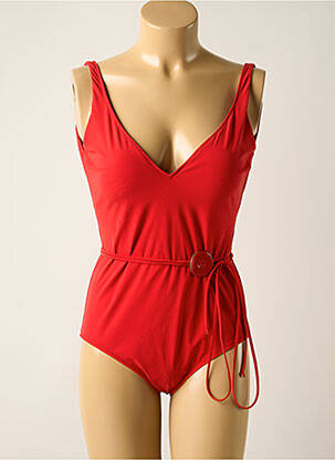 Maillot de bain 1 pièce effet matière satinée haut soutien-gorge moulé rouge SIYU femme