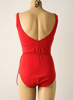 Maillot de bain 1 pièce effet matière satinée haut soutien-gorge moulé rouge SIYU femme