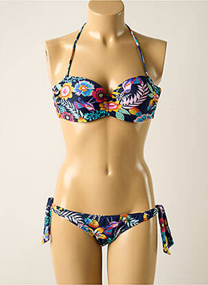 Maillot de bain 2 pièces stretch haut bandeau bleu PROMISE femme