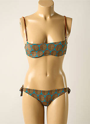 Maillot de bain 2 pièces stretch haut bandeau vert SIYU femme