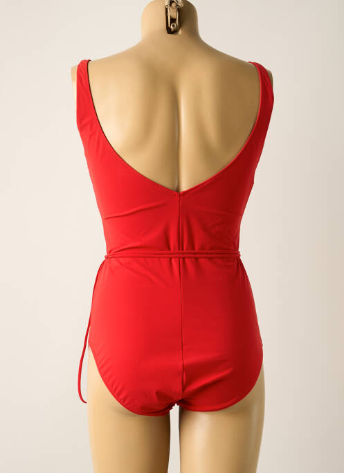 Maillot de bain 1 pièce effet matière satinée haut soutien-gorge moulé rouge SIYU femme