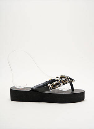 Tongs matière lisse talon de 4 à 6cm noir INDAIA femme