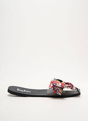 Mules/sabots tissage satiné talon plat jusqu'à 3cm bleu VACHON femme