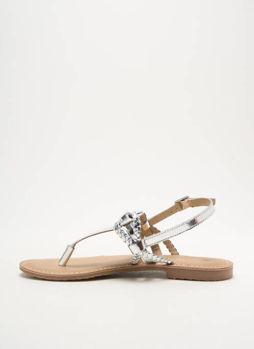 Tongs matière lisse talon plat jusqu'à 3cm argent VACHON femme