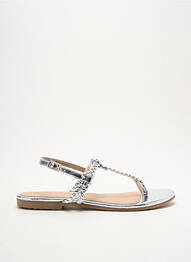 Tongs matière lisse talon plat jusqu'à 3cm argent VACHON femme