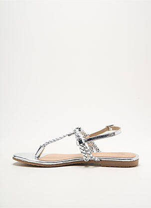 Tongs matière lisse talon plat jusqu'à 3cm argent VACHON femme