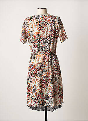 Robe mi-longue manches courtes manches courtes beige GRIFFON femme