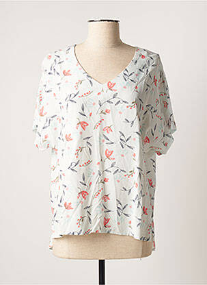 Blouse tissage popeline manches courtes bleu TBS femme