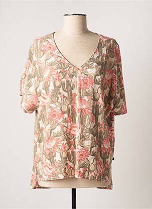 Blouse imprimé fleurs manches courtes beige TBS femme
